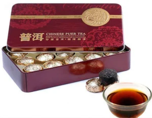 Hot Sale 185g Black Tea 15 Pcs Gift Packing Cooked Pu Er Tea Pu-erh Tea Tin Box