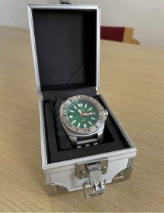 Barbos Deep Drive metal strap watch with green dial