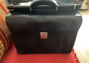 Black leather briefcase