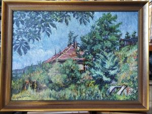 Illegible, Cottage on a slope,