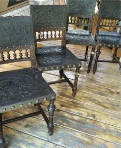 antique wooden chairs with relief