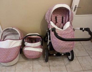 White Lux stroller for sale pink