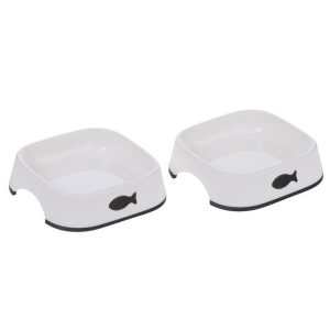 Little Fish Plastic Cat Bowls - Set of 2