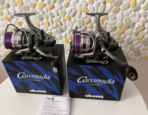 New, warranty Okuma Coronado 60 reel pair for sale