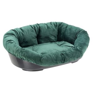 Ferplast Siesta Deluxe Black Dog Bed with Cover – Green Velvet