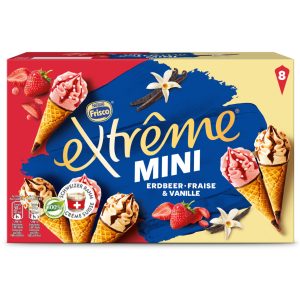 Frisco Extrême Mini Vanilla Strawberry Ice Cream Cones 8 Pieces - 480 ml