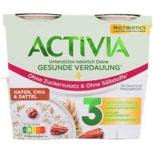 Activia probiotic oat chia & date yoghurt no added sugar 4x115g