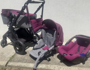 Jane Mumm purple used stroller, excellent condition, 3 parts for sale