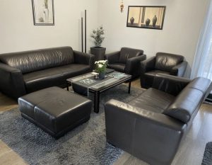 Good condition, used Andante Nero Dolcia leather sofa set for sale!