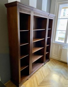 Elegant wooden bookcase, large shelf cabinet