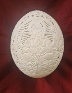 Rare, carved ostrich egg from Bali, collector's item