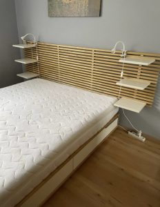 Ikea bed, with mattress, 4 shelves