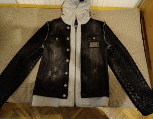 Philipp Plein leather wool denim jacket for sale