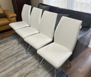 White artificial leather dining chair