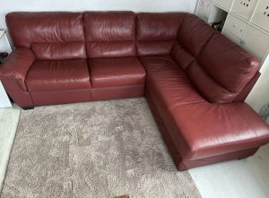 Beautiful cherry red leather sofa set