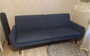 Dark blue Harndrup fabric sofa bed