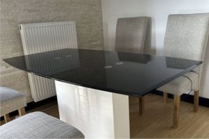 Black glass dining/meeting table for sale