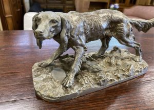 Pewter sculpture English setter, 3650 grams