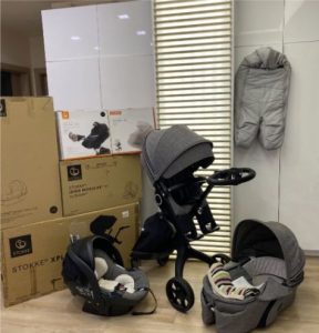 Stokke Xplory V6 black melange komplett szett dobozával!