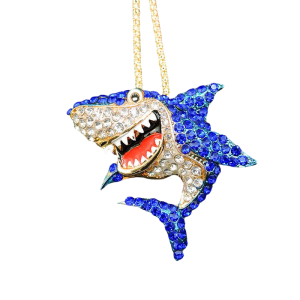 Blue Ticklish Shark Brooch or Necklace by Betsey Johnson