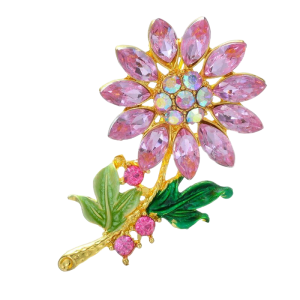 Pink Crystal Daisy Brooch