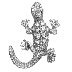 Brooch - White Crystal Salamander