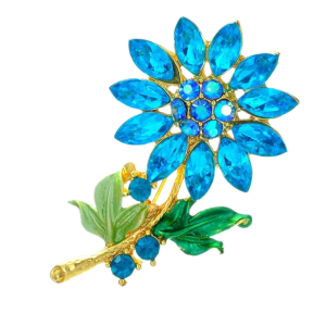 Blue Crystal Daisy Brooch