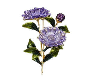 Beautiful Purple Daisy Trio Brooch