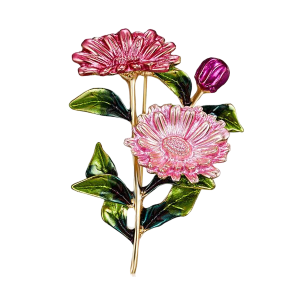 Beautiful Pink Daisy Trio Brooch