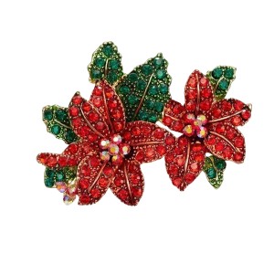 Crystal Holly Brooch