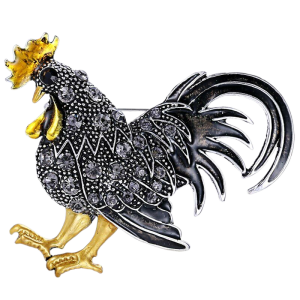 Brooch - Black Rooster