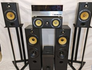 Bowers & Wilkins 5.1 speaker set, pair of speakers + Harman Kardon AVR-132