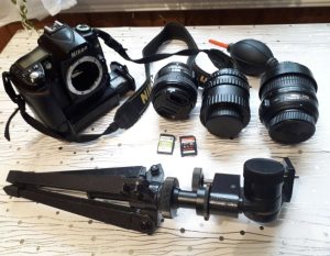 Nikon D 90 SLR camera with lenses and accessories